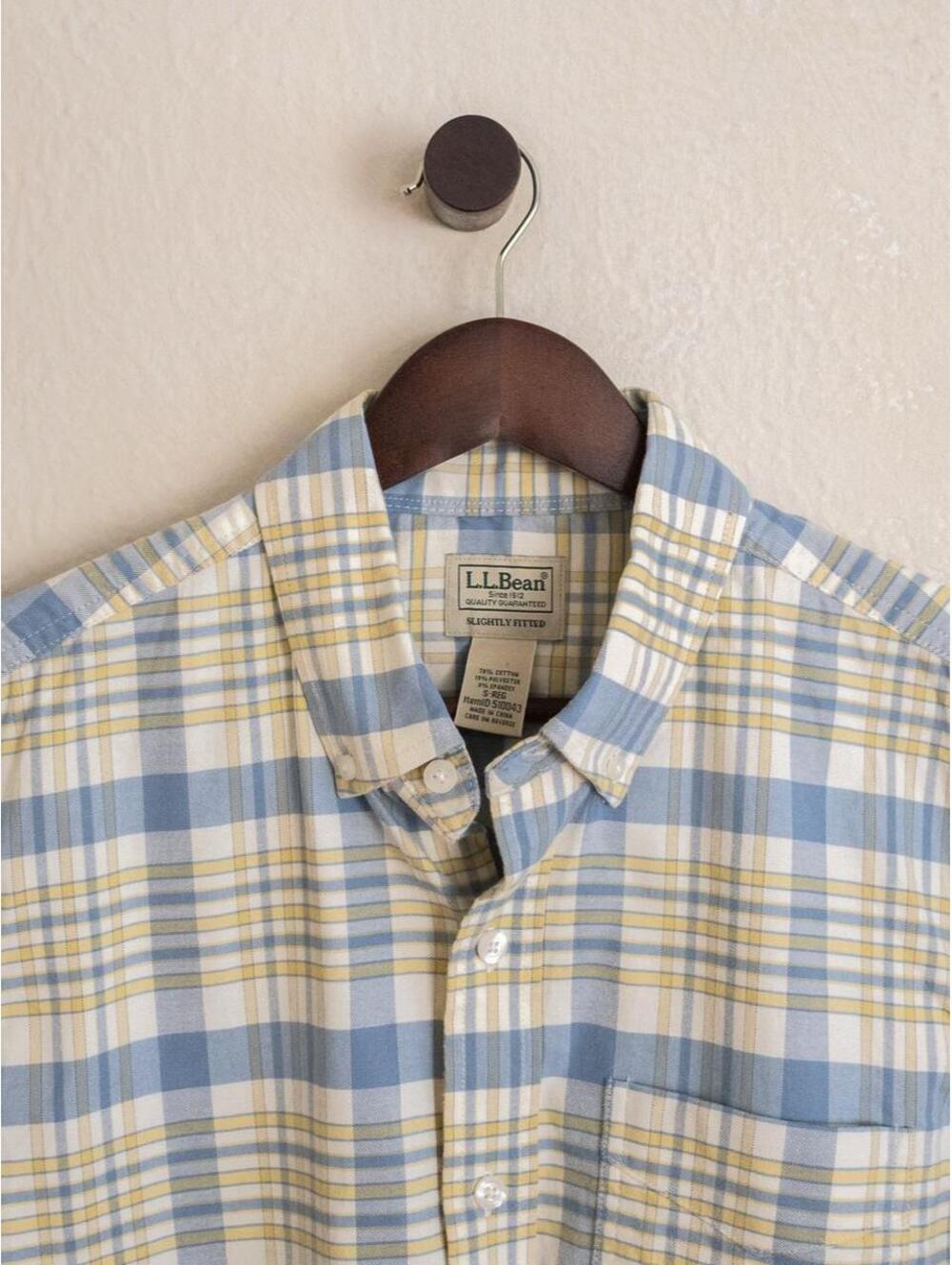 L.L.Bean Slightly Fitted Blue & Yellow Plaid Shirt